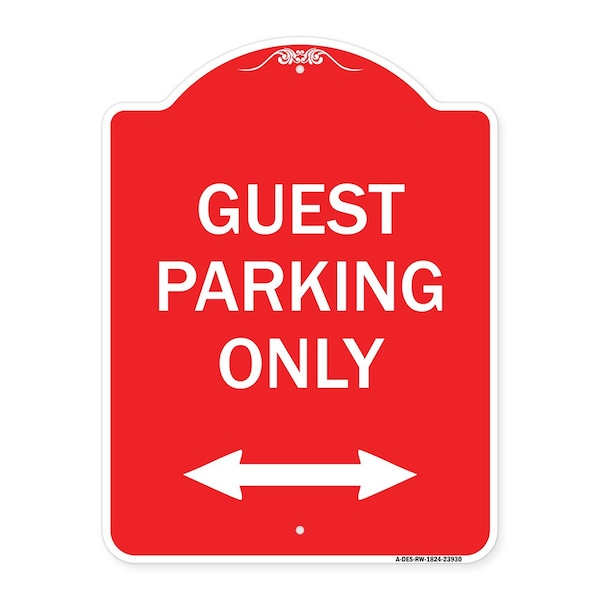 Signmission Guest Parking W/ Bidirectional Arrow, Red & White Aluminum Sign, 18" x 24", RW-1824-23930 A-DES-RW-1824-23930 - main